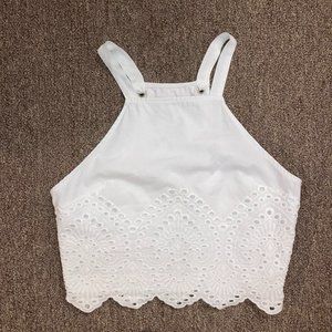 Abercrombie & Fitch white crop eyelet tank, size S